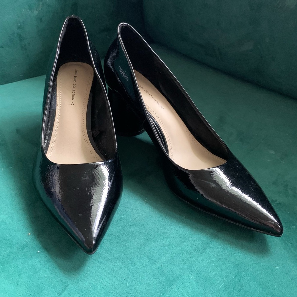 ZARA pointy toe heels, Patent Leather Sz 40